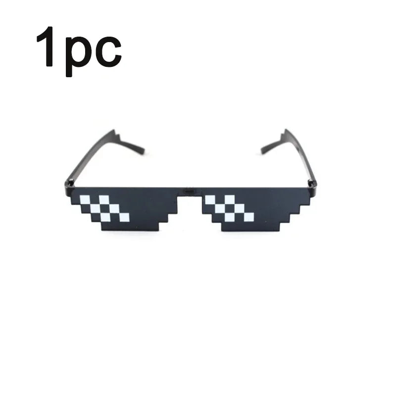 Pixelated Sunglasses with Mirror Lenses - Vintage Rimless Shades