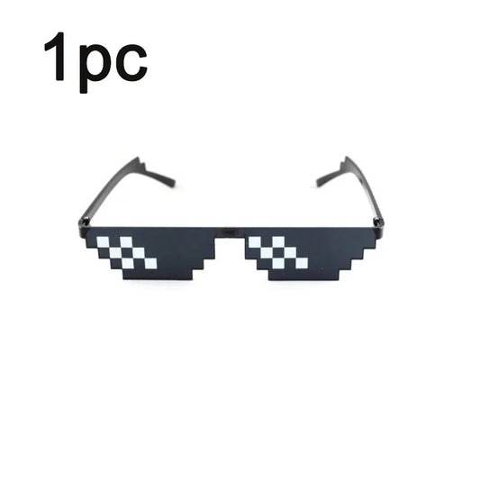 1-8pcs Mosaic Sunglasses Cool Party Vintage Shades Eyewear For Men Pixelated Sunglasses Funny Women Glasses