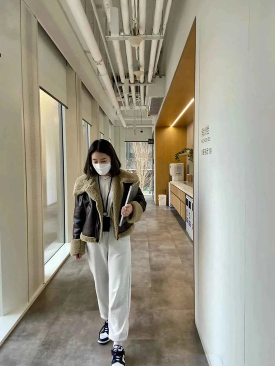 2025 Autumn winter new women's thickened warm double-sided short jacket Women's brown coat