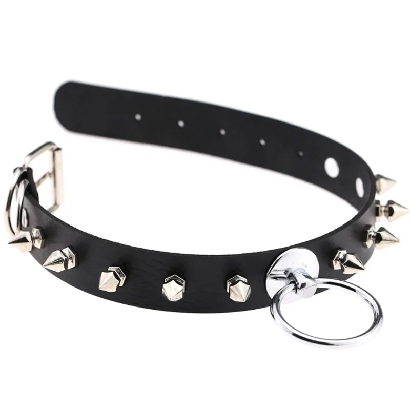 1Pc Harajuku Gothic Spike Rivet Star Necklaces Collares Hip Hop Rock Black Bowknot PU Lace Leather Sexy Y2K Girl Choker Jewelry SS69
