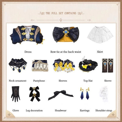Navia Anime Cosplay Costume Set for Women with Dress Uniform and Wig