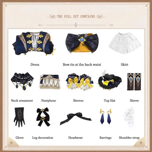 Navia Anime Cosplay Costume Set for Women with Dress Uniform and Wig