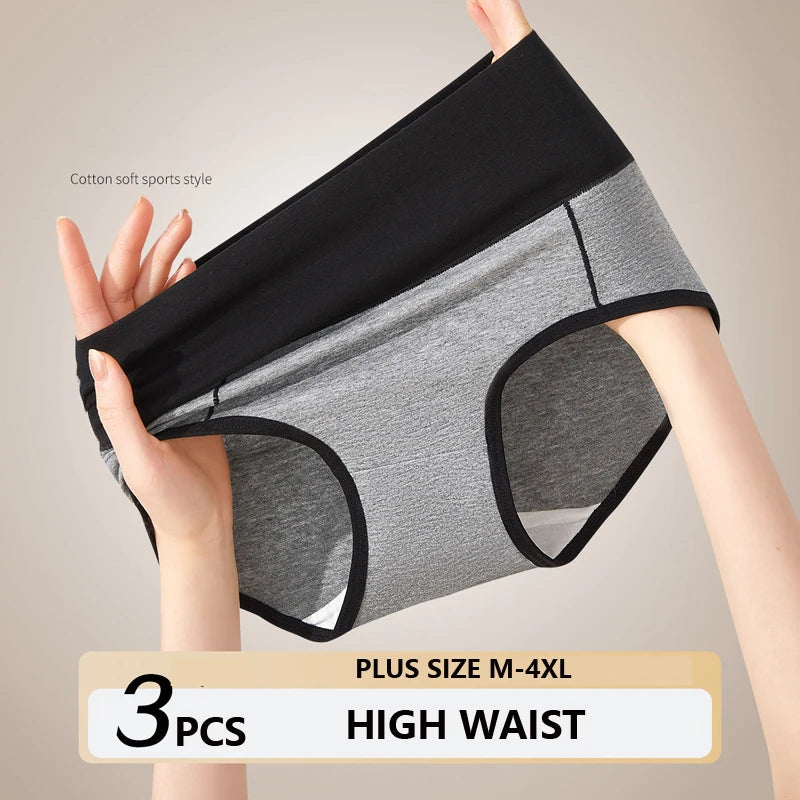 3Pcs/Set Cotton Women's Panties High Waist Body Shaper Underwear Plus Size M-4XL Underpants Soft Panty Slimming Female Briefs SS69