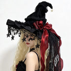 Fashion Halloween Witch Hat Gothic Dark Wizard Cap Lolita Cosplay Accessories Costume Headwear Party Photo Prop Festival Gift