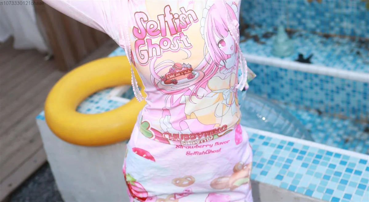 Subcultural Spicy Girl Clothes Cute Bottom Tee Shirt Y2k Harajuku Anime Slim Long Sleeve T-shirts Women Cartoon Pink Crop Tops SS69