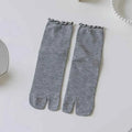 Japanese Ruffled Edge Cotton Split Toe Socks Solid Color Two-Toed Sock Unisex Harajuku Simple Tabi Socks High Elastic Hosiery