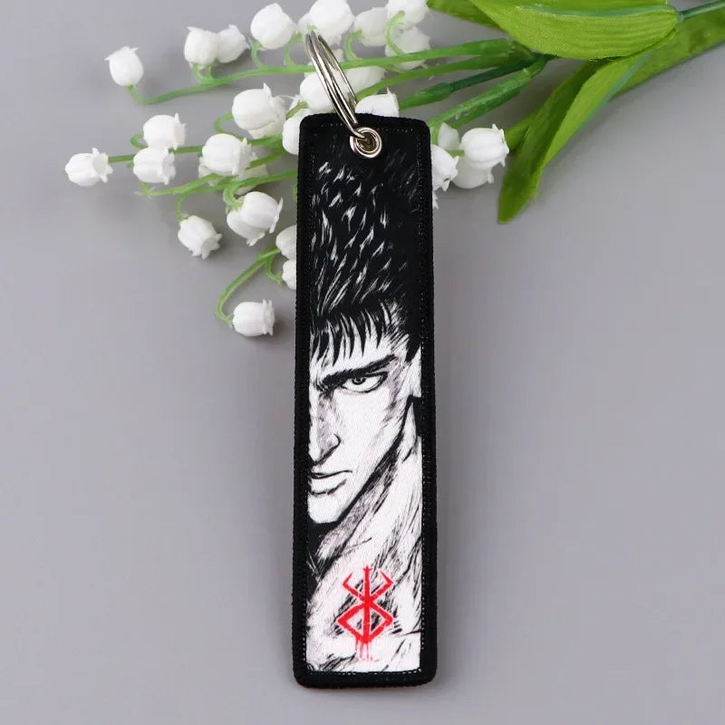 Sword Wind Legend Anime JOJO Wonderful Adventure Weaving Mark Keychain Sword Wind Legend Decorative Chain Fabric Key Pendant