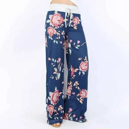 Plus Size Women S-8XL Fashion Casual Loose Stretch Printing Drawstring  Lounge Pants Pajama Long Wide Leg Pants