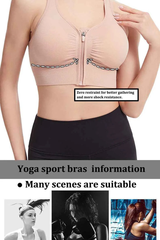 CZGUKE Women's zipper sports bra vest plus size shock resistant bra women's yoga running fitness bra women's underwear
