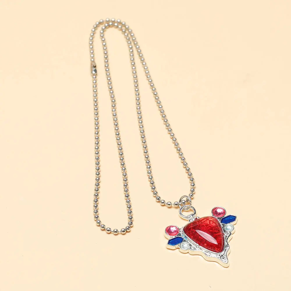 JoJo Bizarre Adventure Necklace Anime Joseph Joestar Necklaces Woman Fashion Red Ruby Stone Heart Necklace Cosplay Collier
