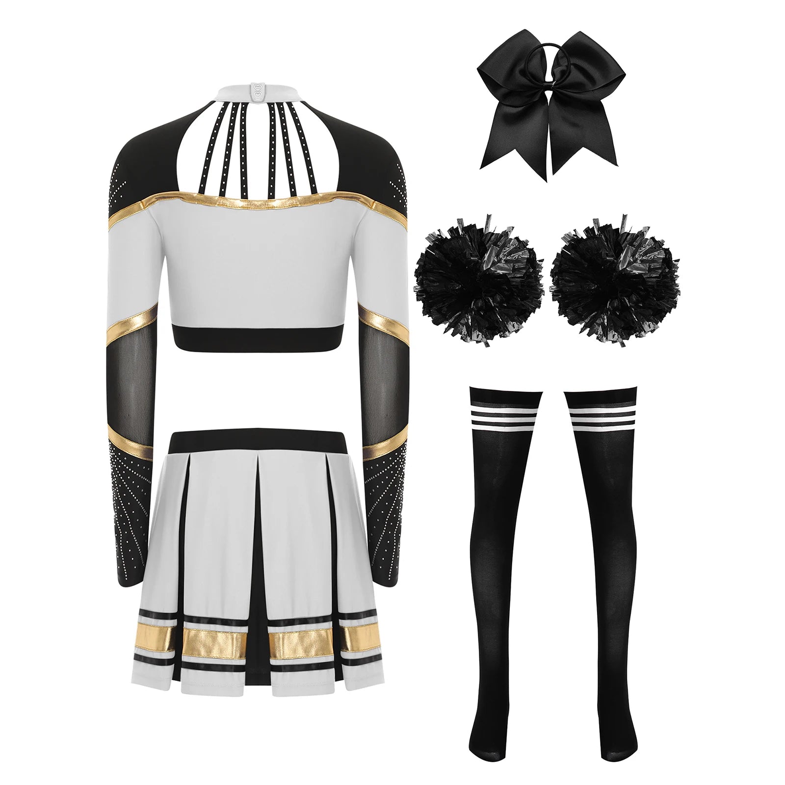Women's Cheerleading Performance Costume Set with Crop Top and Skirt
