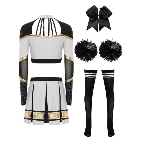 SS69 Women Cheerleading Performance Costume Set with Crop Top and Skirt