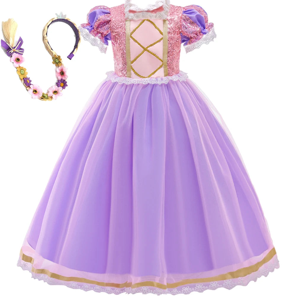 FSMKTZ Girls Rapunzel Princess Puff Sleeve Ball Gown