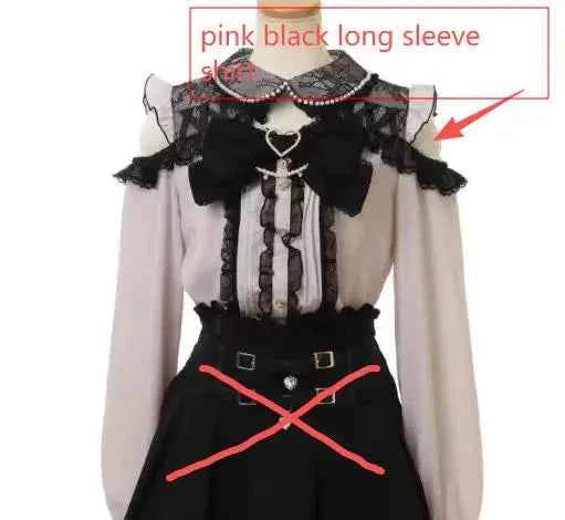 Japanese Liz New Summer Lace Edge Leather Ring High Waist Pleated Skirt Ribbon Bow All-match Short Skirts Big Bow Lolita Blouses
