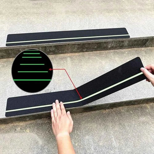 10pcs Non Slip Grip Tape with Glow in Dark Stripe High Friction Deck Grip Tape Strips Anti Skid Tape for Steps Outdoor Basement
