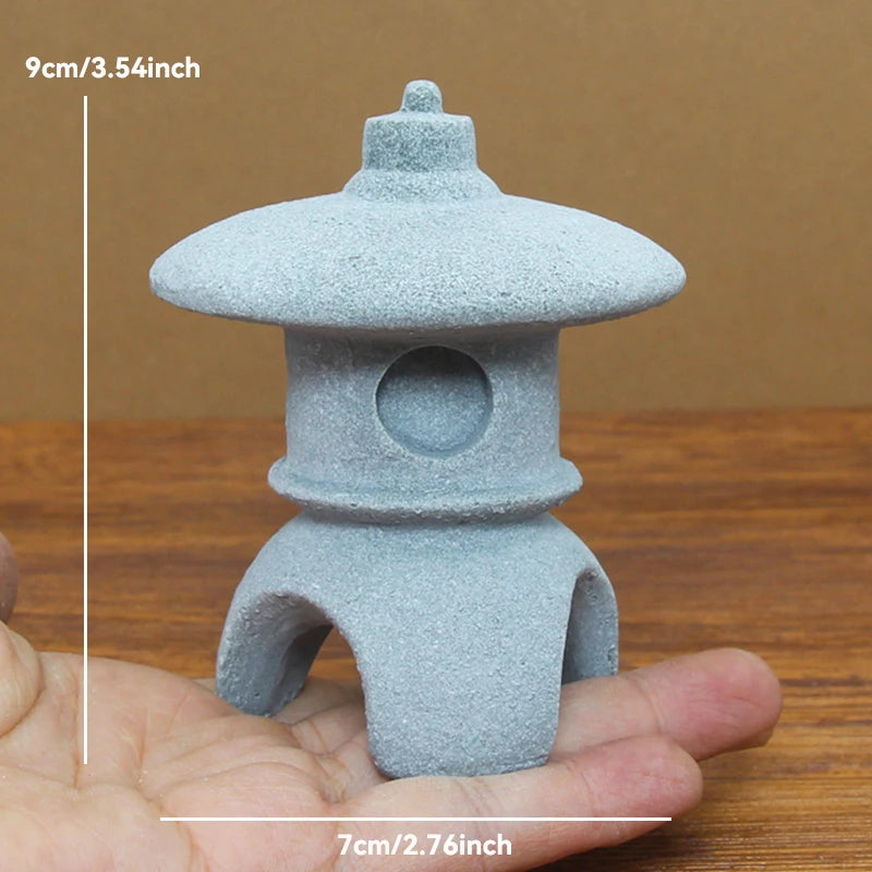 Miniature Sandstone Zen Tower for Bonsai Garden & Fish Tank