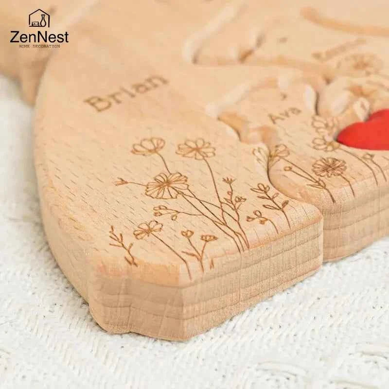 Artistic Wooden Puzzles, Little Bear Family Personalized Name Puzzles, Thanksgiving Christmas Gifts, Home Tabletop Decorations