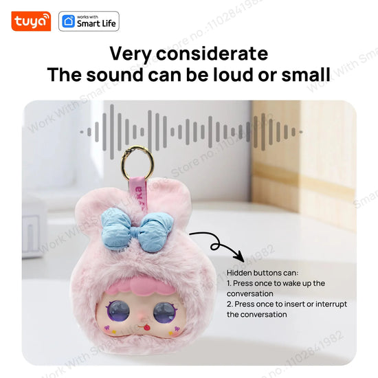 Tuya Smart  AI Plush Robot w/LED Eyes & Voice Control,Interactive Smart Toy USB Rechargeable Companion for Kids Gifts/Smart Home