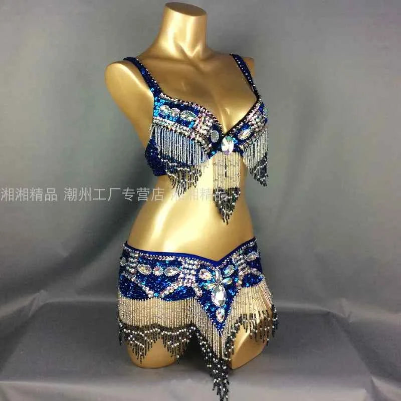 Sexy Girl Belly Dance Costume Wear Bar+Belt 2pc Set 10 Colors Ladies Bellydancing Costumes Bellydance Clothes