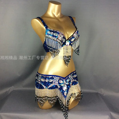Sexy Girl Belly Dance Costume Wear Bar+Belt 2pc Set 10 Colors Ladies Bellydancing Costumes Bellydance Clothes
