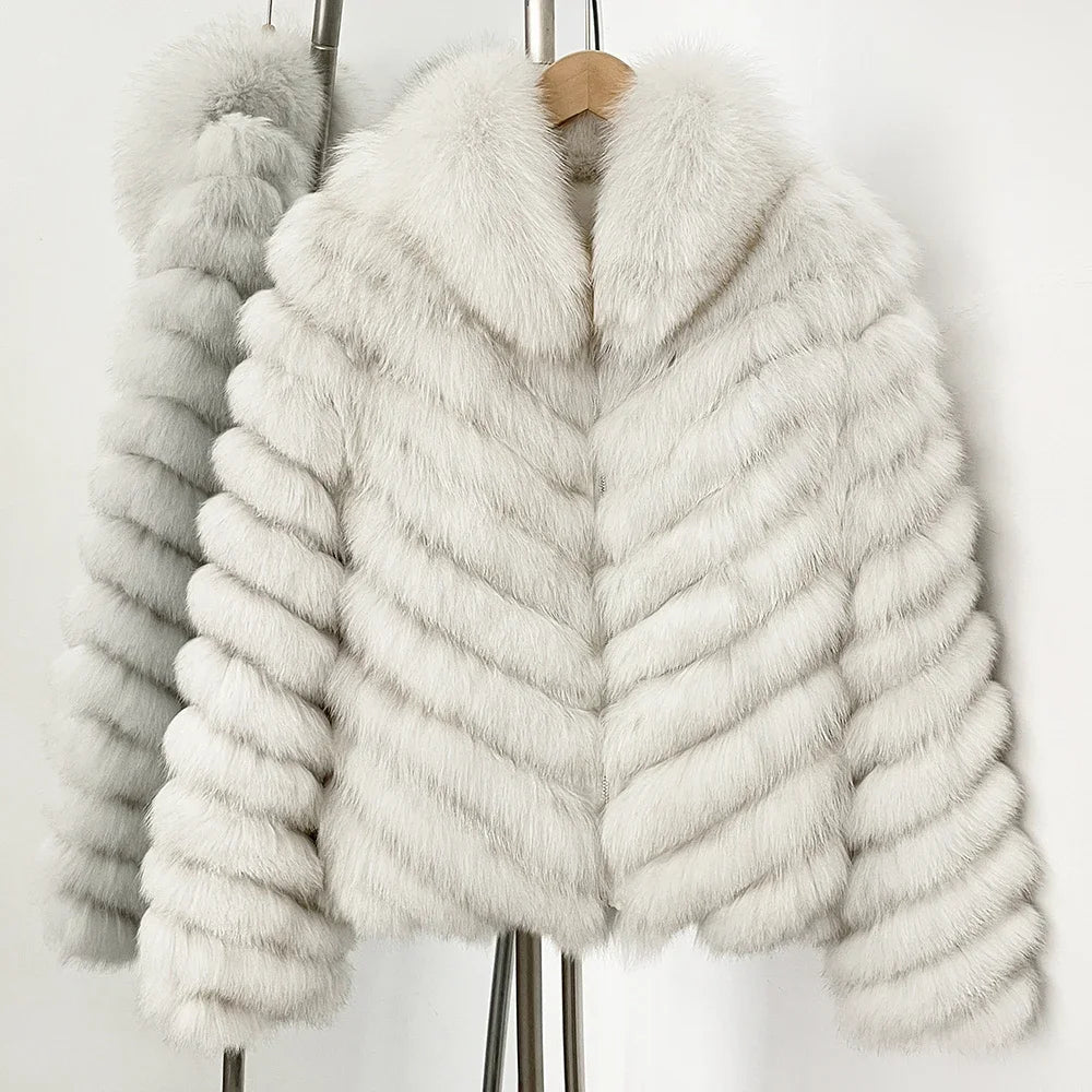 OFTBUY Women's Real Fox Fur Coat - Thick Warm Winter Jacket