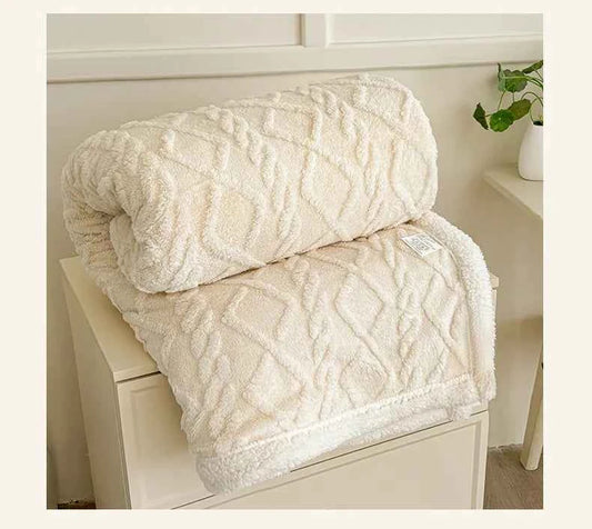 1pc Coral Fleece Blanket for Winter Thick Soft Bedspread Warm Plaids for Beds Single/Queen/King Solid Color Thow Blankets/Plaids