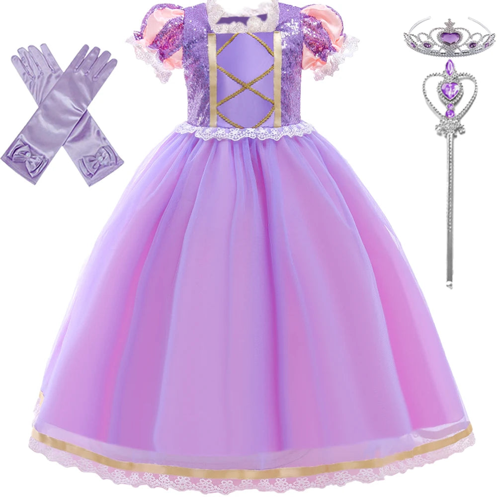 FSMKTZ Girls Rapunzel Princess Puff Sleeve Ball Gown