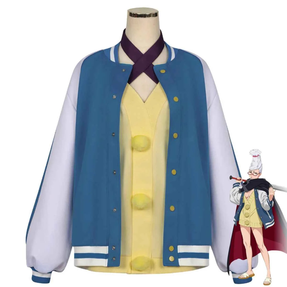 Anime Dan Da Ken Seiko Ayase Cosplay Costume Dandadan Blue Baseball Uniform Coat Black Cloak Skirt Wig Woman Sexy Carnival Suit
