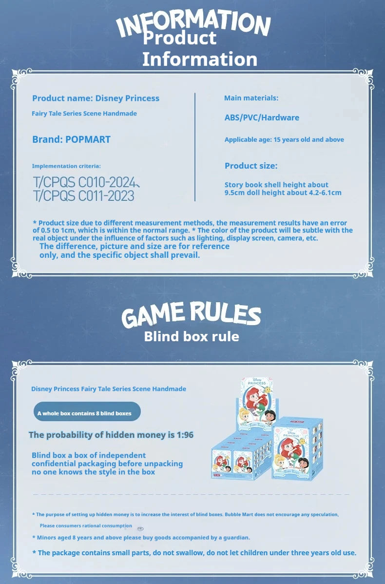 Genuine 100% Disney Princess Talry Tales Series Blind Box Action Figures Toy Collection Desktop Decoration Mystery Box Gift SS69