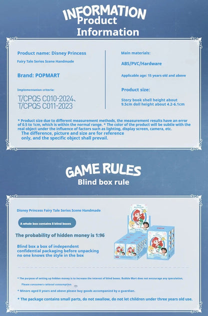 Genuine 100% Disney Princess Talry Tales Series Blind Box Action Figures Toy Collection Desktop Decoration Mystery Box Gift SS69