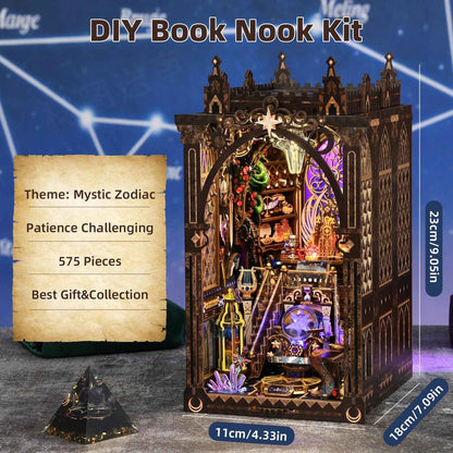 Book Nook Kit Twelve Constellations 3D DIY Wooden Puzzle Handmade Bookshelf Dollhouse Model Bookend Building Home Decoration