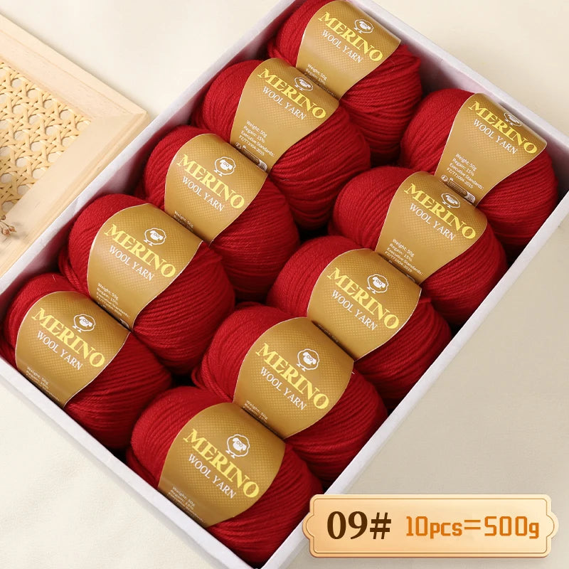 500g of High-Quality 212 Medium-Fine Alpaca Wool Yarn, Suitable for Knitting Sweaters, Scarves, and Hats, 10 Skeins/Pack