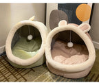 Cartoon Cat Cave Bed, Foldable Cotton Pet Sleeping Mat
