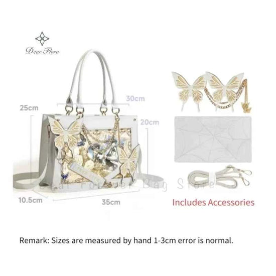 Y2K Labyrinth Butterfly Spider Web Letter Chain Handbags DIY Transparent Ita Bag Lolita Gothic Tote Vintage Fashion Shoulder Bag