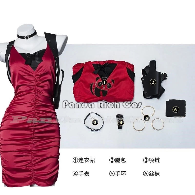 Ada Wong Resident Evil Red Cheongsam Cosplay Dress for Women