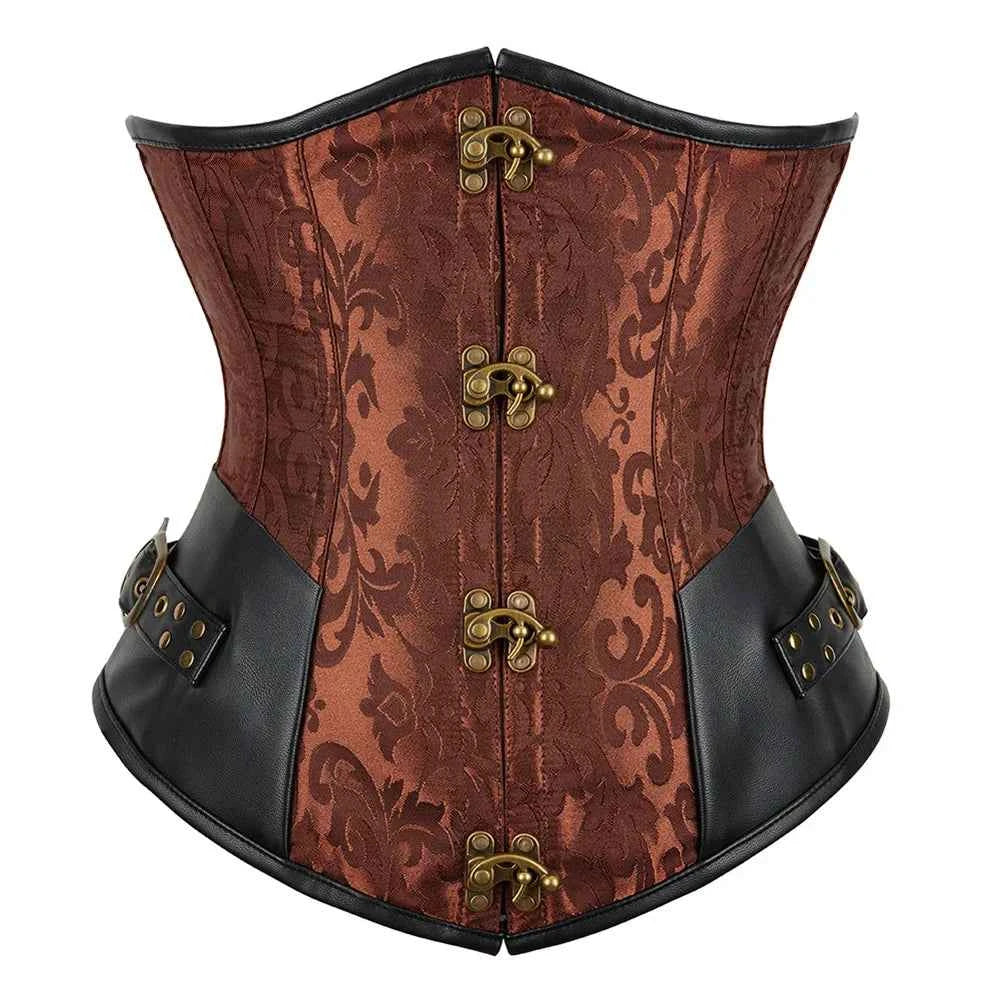 SS69 Women's Jacquard Underbust Corset Belt, Vintage Steampunk Lace-Up Top