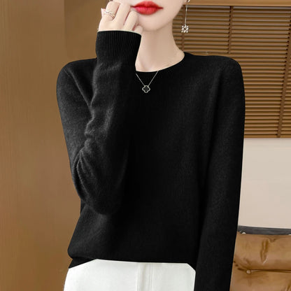 Addonee Women's 100% Merino Wool O-Neck Pullover Sweater - Heavyweight Knit