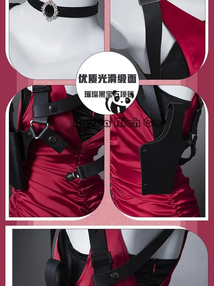 Ada Wong Resident Evil Red Cheongsam Cosplay Dress for Women