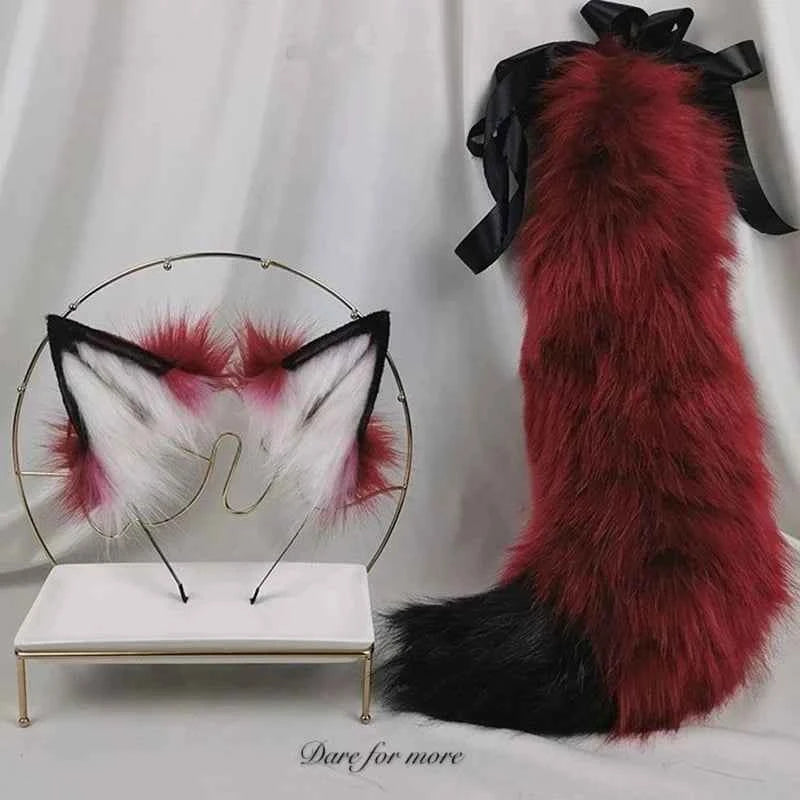 New Red Fox Ear Beast Tail Wolf King Ear Cat Ear Headband Custom COSPLAY Hand Made LOL Golden Fox Ears Anime Hair Accessories