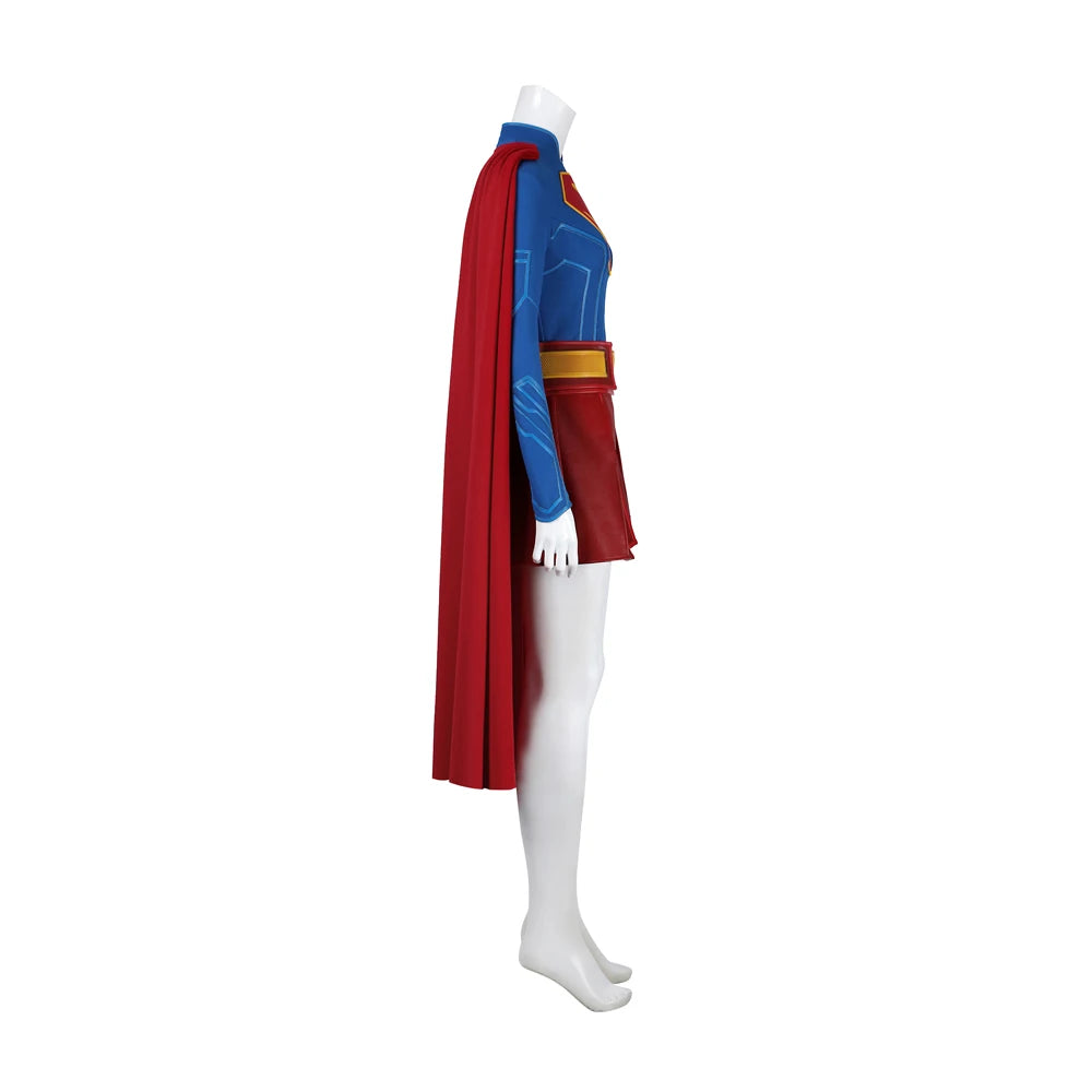 Supergirl Cosplay Costume Set with Jumpsuit, Cape, and Belt