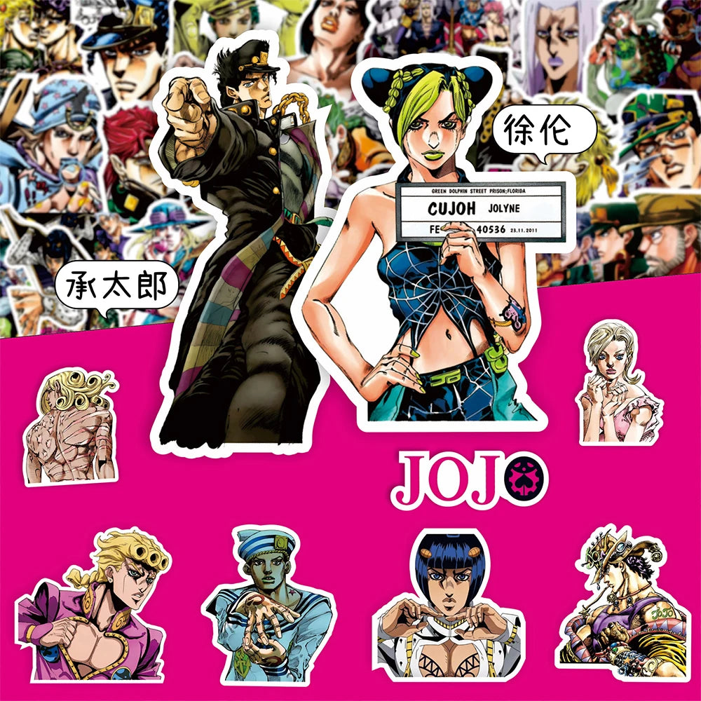 10/30/82pcs JoJo's Bizarre Adventure Anime Stickers Waterproof DIY Skateboard Phone Guitar Bike Classic Japan Manga Sticker Pack