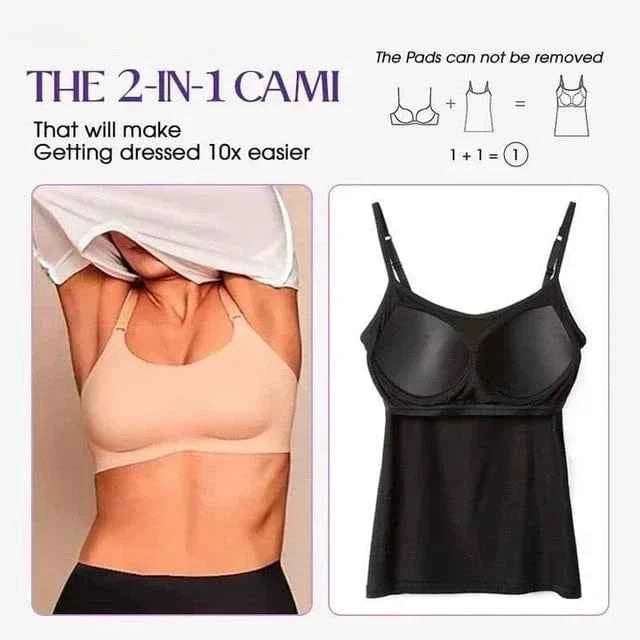Cami Bra – Women's Camisole With Built In Padded Bra Vest Dropshipping As Seen on Tiktok Pink Top For Women Pajamas Home Wear
