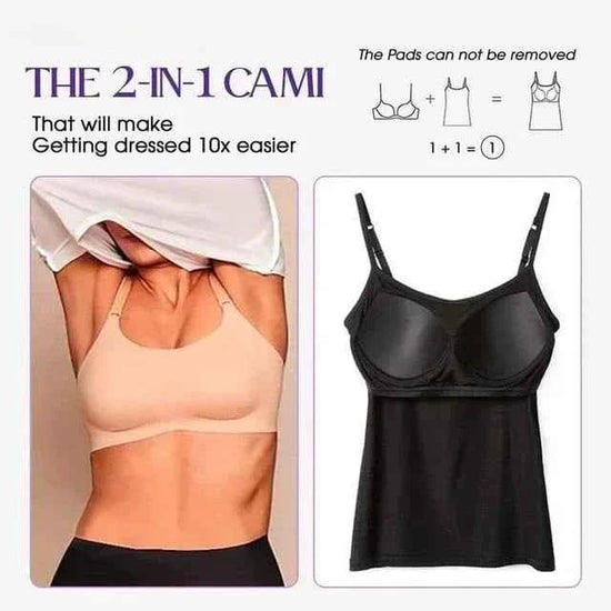 Cami Bra – Women's Camisole With Built In Padded Bra Vest Dropshipping As Seen on Tiktok Pink Top For Women Pajamas Home Wear