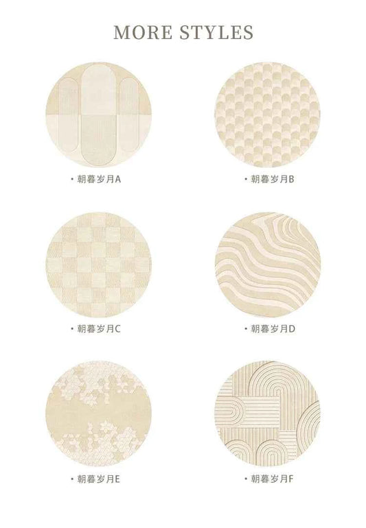 Modern Rugs for Bedroom Fluffy Soft Lounge Rug Thick Cloakroom Round Floor Mat Cream Living Room Decoration Anti-slip Carpet