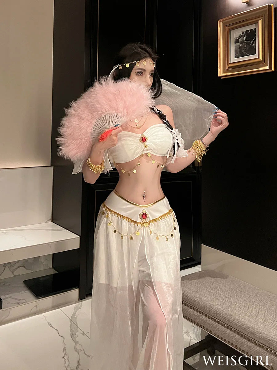 Belly Dance Costume Women's Sexy Arabian Princess Costume Fancy Indian Dance Embroider Bollywoods Jasmine Dress Egyptian Queen