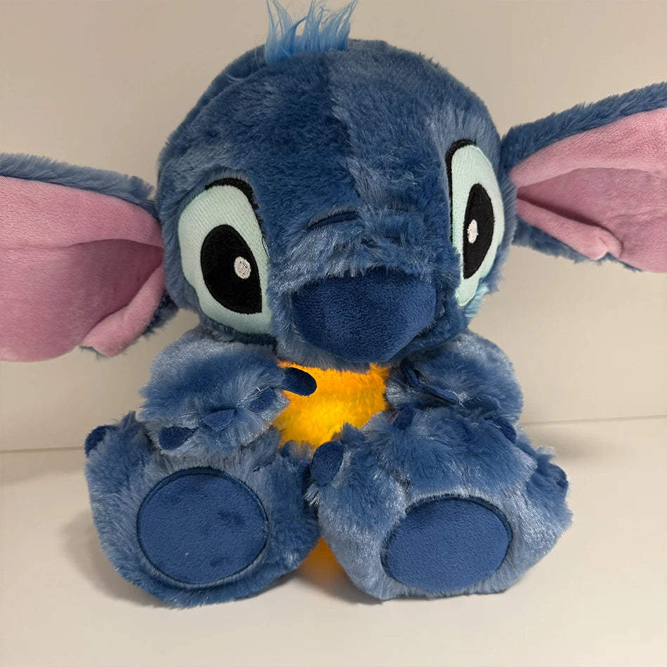 2025 hot Disney Lilo&Stitch Plush Doll Breath Child Peluche Soothes Toy Anime Baby Music Light Sleep Toys Pink Stitch Kid Gifts