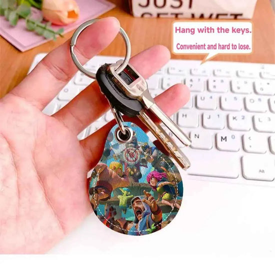 Game C-Clash Royale Anime Key Fashion PU Water Shape Keychain Women Car Key Holder Home Key Ring Charm Bag Car Pendant Gift