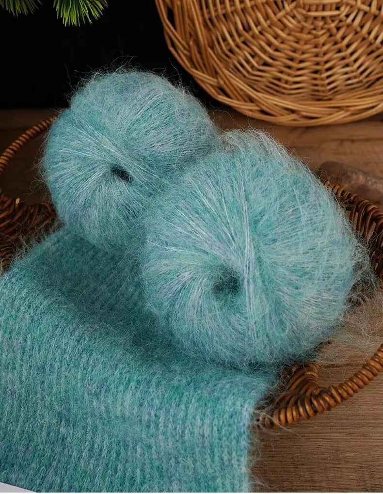 300g Colorful Long-Haired Alpaca Mohair Yarn Handmade DIY Material Knitting Autumn and Winter Fashion Women's Sweater Sweater Jacket Shawl Yarn Ball 1 Piece = 6 Pieces = 300g