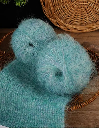 300g Colorful Long-Haired Alpaca Mohair Yarn Handmade DIY Material Knitting Autumn and Winter Fashion Women's Sweater Sweater Jacket Shawl Yarn Ball 1 Piece = 6 Pieces = 300g