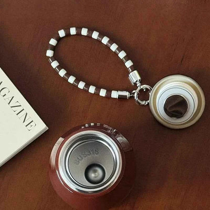 1pc Vintage Milk Coffee Cup 280ml Mini Stainless Steel Pocket Cup Portable Travel Lanyard Direct-Drinking Thermal Cup